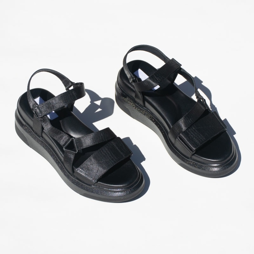 Suzanne Rae Black Platform Velcro Sandals EU 40 - Picture 2 of 9
